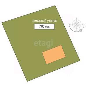 Дом 42м², 1-этажный, участок 624 сот.  
