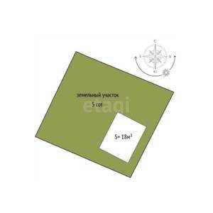 Дом 18м², 1-этажный, участок 5 сот.  