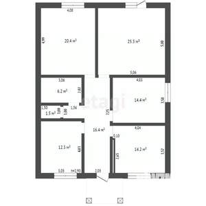 Дом 111м&sup2;, 1-этажный, участок 11 сот.  