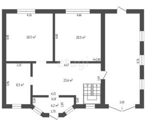 Дом 182м², 2-этажный, участок 6 сот.  
