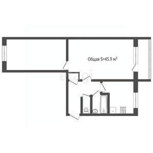 2-к квартира, на длительный срок, 46м2, 2/5 этаж