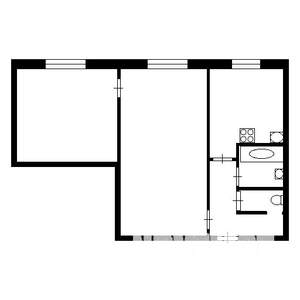 2-к квартира, на длительный срок, 42м2, 5/5 этаж