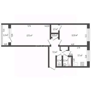 2-к квартира, на длительный срок, 51м2, 4/5 этаж
