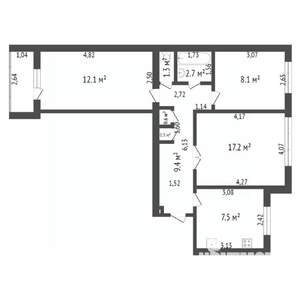 3-к квартира, на длительный срок, 61м2, 5/9 этаж