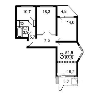 3-к квартира, на длительный срок, 86м2, 6/9 этаж