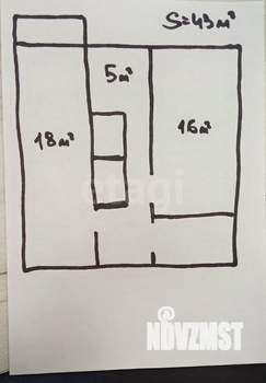 2-к квартира, на длительный срок, 43м2, 5/5 этаж
