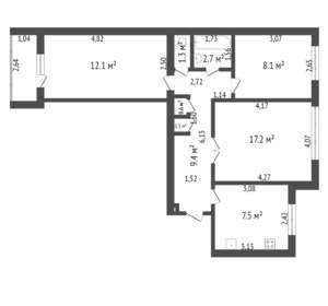 3-к квартира, на длительный срок, 61м2, 5/9 этаж