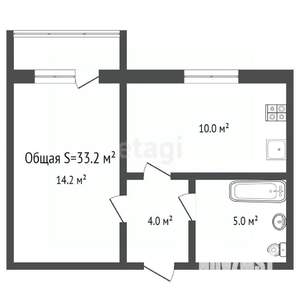 1-к квартира, на длительный срок, 33м2, 8/10 этаж