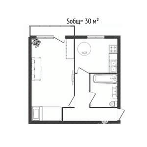 1-к квартира, на длительный срок, 30м2, 4/5 этаж