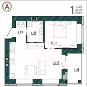 2-к квартира, на длительный срок, 40м2, 3/9 этаж