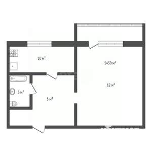 1-к квартира, на длительный срок, 30м2, 2/5 этаж