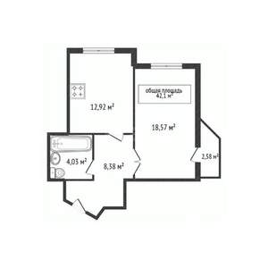 1-к квартира, на длительный срок, 42м2, 10/15 этаж