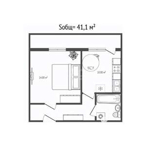 1-к квартира, на длительный срок, 41м2, 16/16 этаж