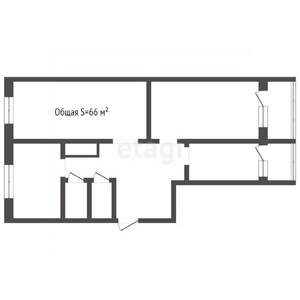 2-к квартира, на длительный срок, 66м2, 1/5 этаж