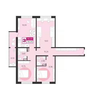 3-к квартира, вторичка, 92м2, 3/10 этаж