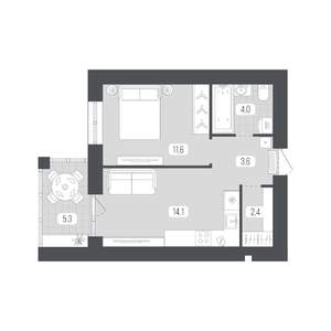 1-к квартира, вторичка, 41м2, 6/9 этаж