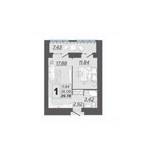 1-к квартира, вторичка, 40м2, 9/15 этаж