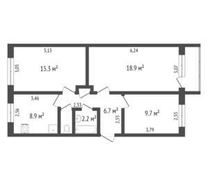 3-к квартира, вторичка, 62м2, 5/5 этаж