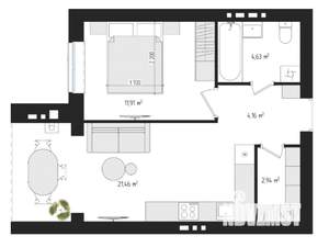 1-к квартира, сданный дом, 44м2, 4/4 этаж