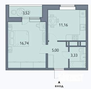 1-к квартира, сданный дом, 37м2, 16/16 этаж