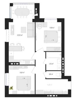 2-к квартира, сданный дом, 60м2, 3/4 этаж