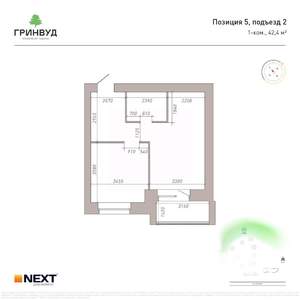 1-к квартира, вторичка, 42м2, 8/9 этаж