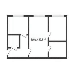 2-к квартира, вторичка, 43м2, 1/2 этаж