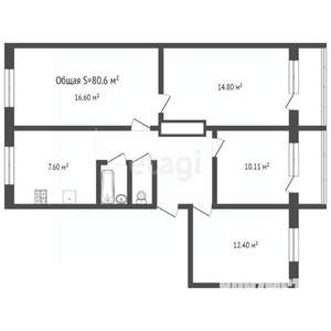 4-к квартира, вторичка, 81м2, 1/5 этаж