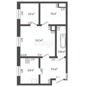 3-к квартира, вторичка, 46м2, 1/3 этаж