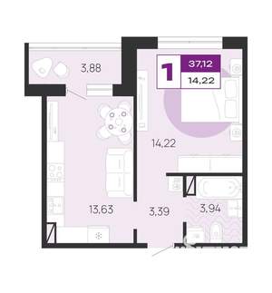 1-к квартира, вторичка, 37м2, 5/10 этаж