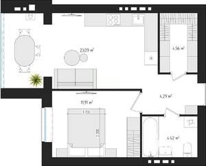 1-к квартира, вторичка, 48м2, 4/4 этаж