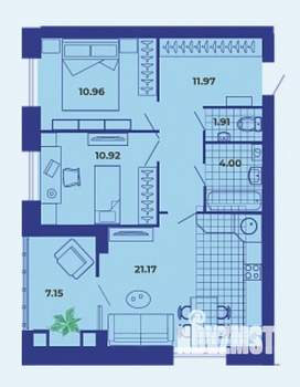 2-к квартира, сданный дом, 67м2, 6/9 этаж