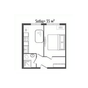 1-к квартира, вторичка, 35м2, 9/10 этаж