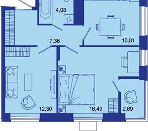 2-к квартира, вторичка, 54м2, 16/16 этаж