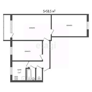 3-к квартира, вторичка, 59м2, 4/5 этаж