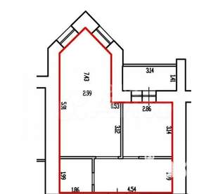 1-к квартира, вторичка, 43м2, 10/14 этаж