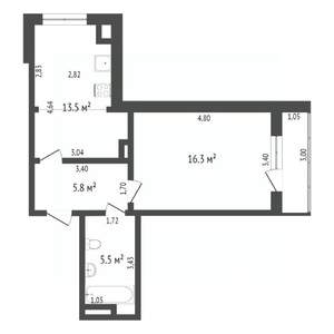 1-к квартира, вторичка, 41м2, 15/16 этаж