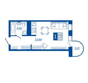 1-к квартира, вторичка, 28м2, 11/17 этаж