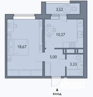 1-к квартира, сданный дом, 39м2, 16/16 этаж