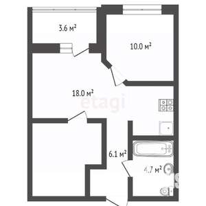 1-к квартира, вторичка, 49м2, 6/17 этаж