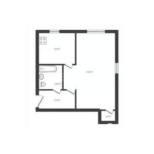 1-к квартира, вторичка, 30м2, 1/4 этаж