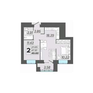 2-к квартира, вторичка, 50м2, 14/15 этаж