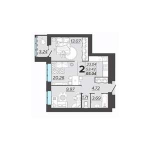 2-к квартира, вторичка, 55м2, 5/9 этаж