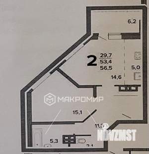 1-к квартира, вторичка, 54м2, 9/16 этаж