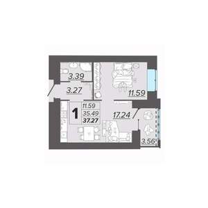 1-к квартира, вторичка, 37м2, 4/15 этаж