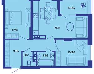 2-к квартира, вторичка, 61м2, 19/19 этаж