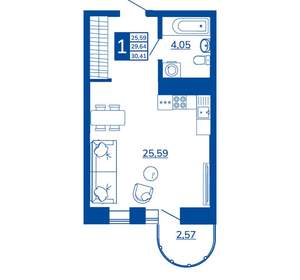1-к квартира, вторичка, 30м2, 8/17 этаж