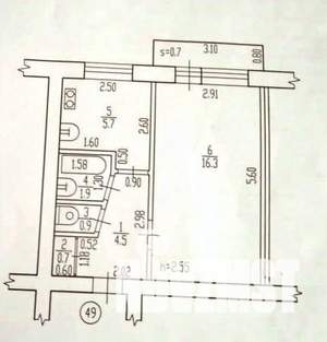 1-к квартира, вторичка, 30м2, 5/5 этаж