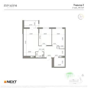 2-к квартира, вторичка, 59м2, 10/14 этаж