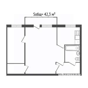 2-к квартира, вторичка, 42м2, 4/4 этаж